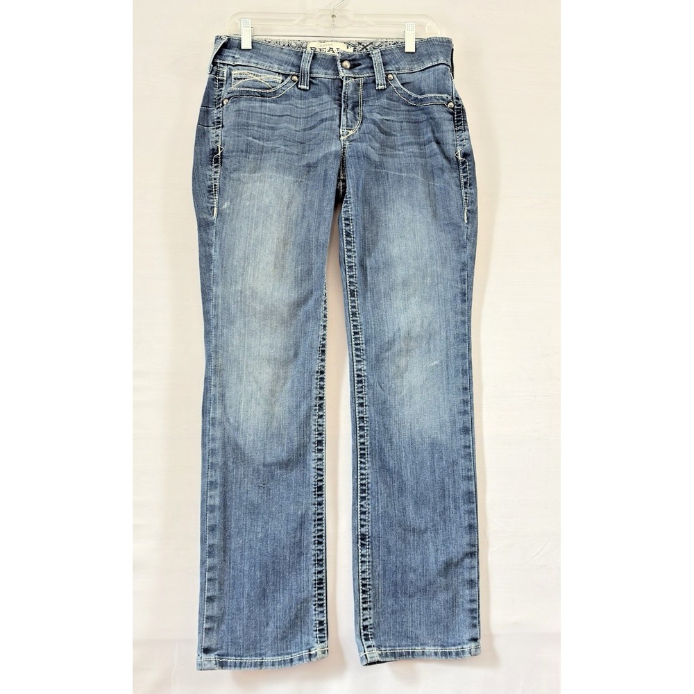 Ariat REAL Denim Womens Mid Rise Straight Leg Jeans Medium Wash‎ Western 29R